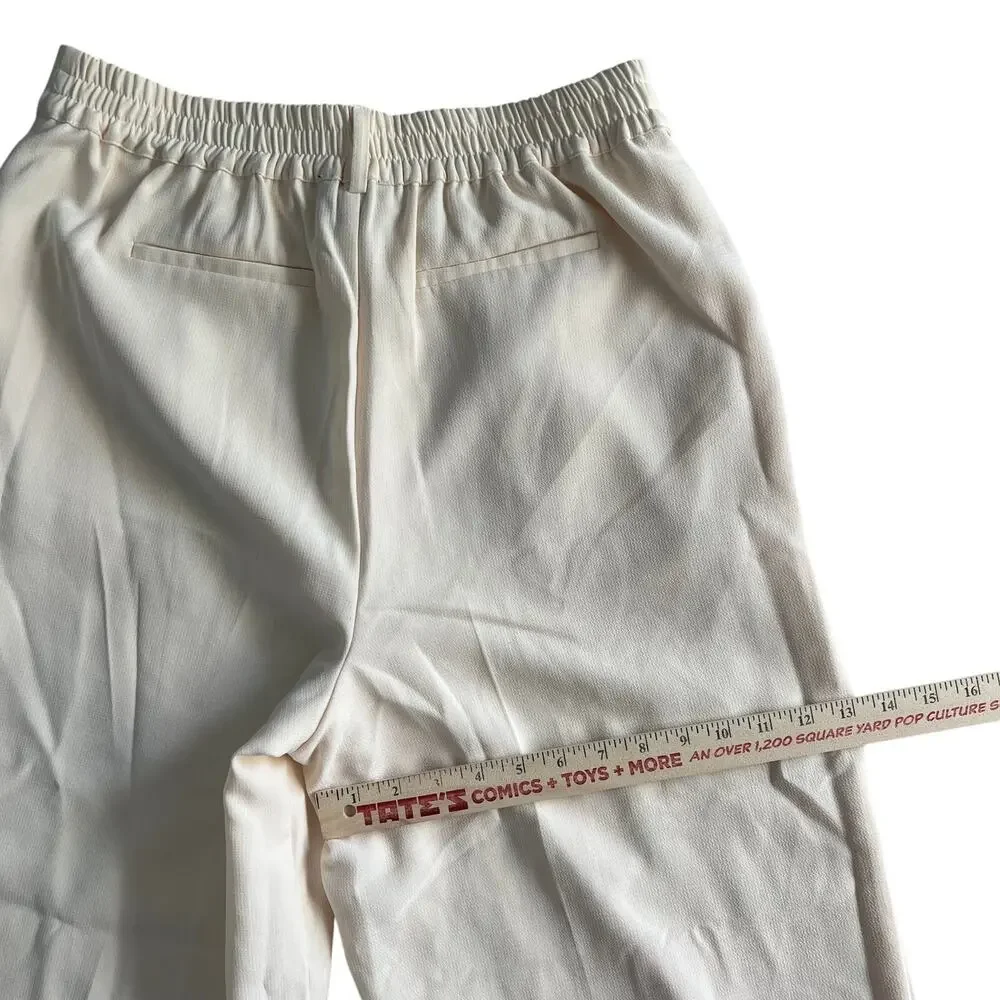 Christian Lacroix Women’s Cream Wide Leg Pants Size M Elastic Waist Lined - Picture 5 of 12